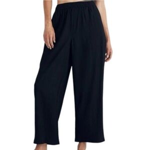 Madewell Womens L Black Crinkled Crepe Straight Leg Crop Pants